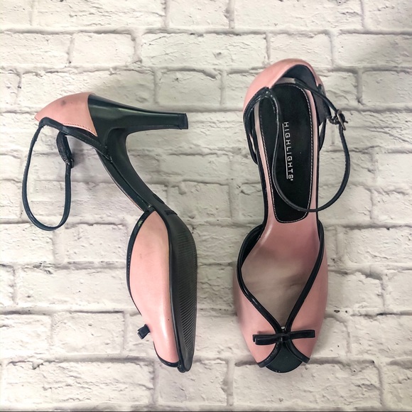 Pink & Black Peep Toe Heels - Picture 6 of 7